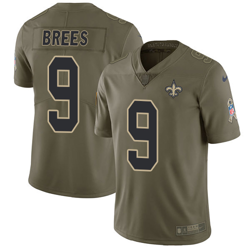 Nike Saints #9 Drew Brees Olive Youth Stitched NFL Limited 2017 Salute to Service Jersey Nike Saints #9 Drew Brees Olive Youth Stitched NFL Limited 2017 Salute to Service Jersey