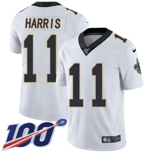 Nike Saints #11 Deonte Harris White Youth Stitched NFL 100th Season Vapor Untouchable Limited Jersey Nike Saints #11 Deonte Harris White Youth Stitched NFL 100th Season Vapor Untouchable Limited Jersey