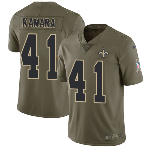 Nike Saints #41 Alvin Kamara Olive Youth Stitched NFL Limited 2017 Salute to Service Jersey Nike Saints #41 Alvin Kamara Olive Youth Stitched NFL Limited 2017 Salute to Service Jersey