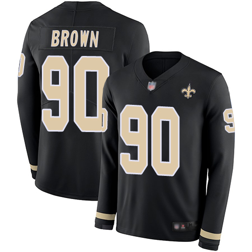 Nike Saints #90 Malcom Brown Black Team Color Youth Stitched NFL Limited Therma Long Sleeve Jersey Nike Saints #90 Malcom Brown Black Team Color Youth Stitched NFL Limited Therma Long Sleeve Jersey