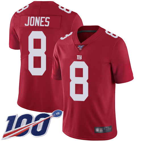 Nike Giants #8 Daniel Jones Red Alternate Youth Stitched NFL 100th Season Vapor Limited Jersey Nike Giants #8 Daniel Jones Red Alternate Youth Stitched NFL 100th Season Vapor Limited Jersey