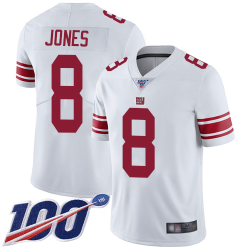 Nike Giants #8 Daniel Jones White Youth Stitched NFL 100th Season Vapor Limited Jersey Nike Giants #8 Daniel Jones White Youth Stitched NFL 100th Season Vapor Limited Jersey