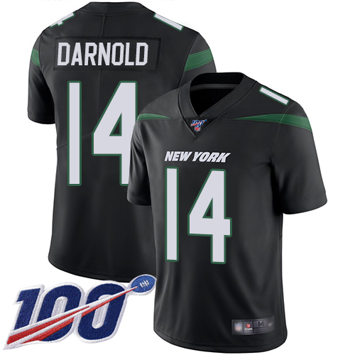 Nike Jets #14 Sam Darnold Black Alternate Youth Stitched NFL 100th Season Vapor Limited Jersey Nike Jets #14 Sam Darnold Black Alternate Youth Stitched NFL 100th Season Vapor Limited Jersey