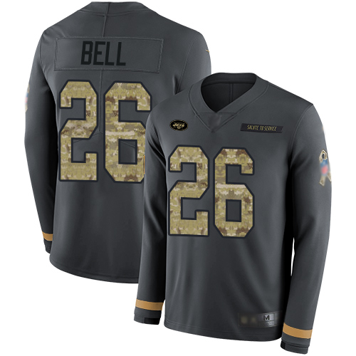 Nike Jets #26 Le'Veon Bell Anthracite Salute to Service Youth Stitched NFL Limited Therma Long Sleeve Jersey Nike Jets #26 Le'Veon Bell Anthracite Salute to Service Youth Stitched NFL Limited Therma Long Sleeve Jersey