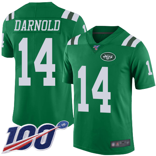Nike Jets #14 Sam Darnold Green Youth Stitched NFL Limited Rush 100th Season Jersey Nike Jets #14 Sam Darnold Green Youth Stitched NFL Limited Rush 100th Season Jersey