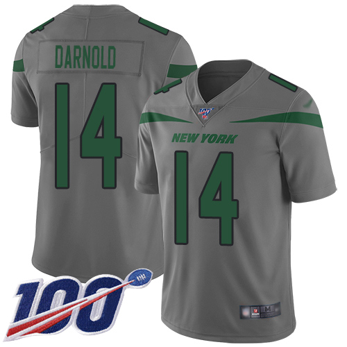 Nike Jets #14 Sam Darnold Gray Youth Stitched NFL Limited Inverted Legend 100th Season Jersey Nike Jets #14 Sam Darnold Gray Youth Stitched NFL Limited Inverted Legend 100th Season Jersey