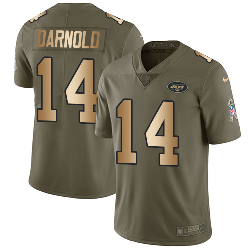 Nike Jets #14 Sam Darnold Olive/Gold Youth Stitched NFL Limited 2017 Salute to Service Jersey Nike Jets #14 Sam Darnold Olive/Gold Youth Stitched NFL Limited 2017 Salute to Service Jersey