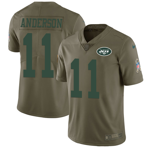 Nike Jets #11 Robby Anderson Olive Youth Stitched NFL Limited 2017 Salute to Service Jersey Nike Jets #11 Robby Anderson Olive Youth Stitched NFL Limited 2017 Salute to Service Jersey