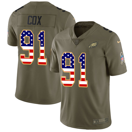Nike Eagles #91 Fletcher Cox Olive/USA Flag Youth Stitched NFL Limited 2017 Salute to Service Jersey Nike Eagles #91 Fletcher Cox Olive/USA Flag Youth Stitched NFL Limited 2017 Salute to Service Jersey