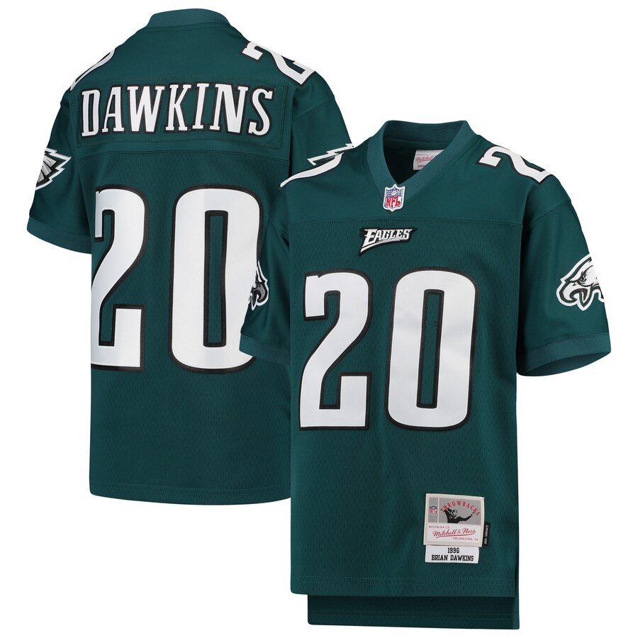 Youth Philadelphia Eagles #20 Brian Dawkins Mitchell & Ness Midnight Green 2004 Legacy Retired Player Jersey Youth Philadelphia Eagles #20 Brian Dawkins Mitchell & Ness Midnight Green 2004 Legacy Retired Player Jersey