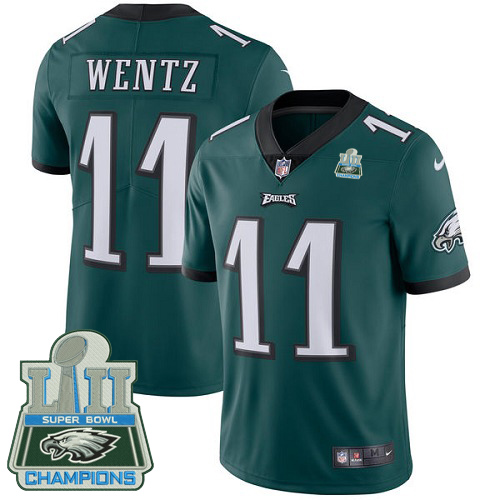 Nike Eagles #11 Carson Wentz Midnight Green Team Color Super Bowl LII Champions Youth Stitched NFL Vapor Untouchable Limited Jersey Nike Eagles #11 Carson Wentz Midnight Green Team Color Super Bowl LII Champions Youth Stitched NFL Vapor Untouchable Limited Jersey