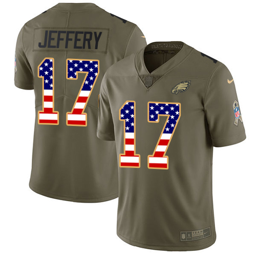 Nike Eagles #17 Alshon Jeffery Olive/USA Flag Youth Stitched NFL Limited 2017 Salute to Service Jersey Nike Eagles #17 Alshon Jeffery Olive/USA Flag Youth Stitched NFL Limited 2017 Salute to Service Jersey