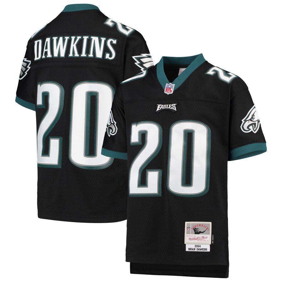 Youth Philadelphia Eagles #20 Brian Dawkins Mitchell & Ness Black 2004 Legacy Retired Player Jersey Youth Philadelphia Eagles #20 Brian Dawkins Mitchell & Ness Black 2004 Legacy Retired Player Jersey