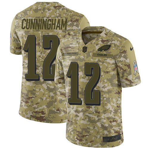 Nike Eagles #12 Randall Cunningham Camo Youth Stitched NFL Limited 2018 Salute to Service Jersey Nike Eagles #12 Randall Cunningham Camo Youth Stitched NFL Limited 2018 Salute to Service Jersey