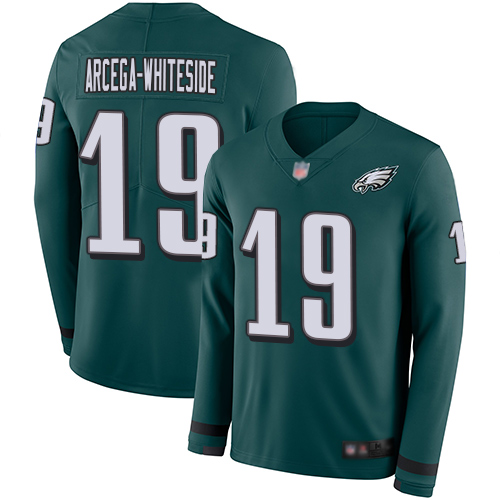 Nike Eagles #19 JJ Arcega-Whiteside Midnight Green Team Color Youth Stitched NFL Limited Therma Long Sleeve Jersey Nike Eagles #19 JJ Arcega-Whiteside Midnight Green Team Color Youth Stitched NFL Limited Therma Long Sleeve Jersey