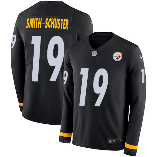 Nike Steelers #19 JuJu Smith-Schuster Black Team Color Youth Stitched NFL Limited Therma Long Sleeve Jersey Nike Steelers #19 JuJu Smith-Schuster Black Team Color Youth Stitched NFL Limited Therma Long Sleeve Jersey
