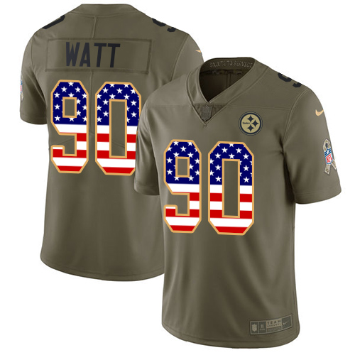Nike Steelers #90 T. J. Watt Olive/USA Flag Youth Stitched NFL Limited 2017 Salute to Service Jersey Nike Steelers #90 T. J. Watt Olive/USA Flag Youth Stitched NFL Limited 2017 Salute to Service Jersey