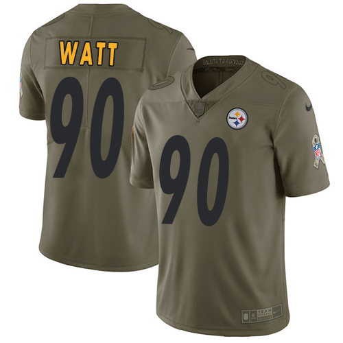 Nike Steelers #90 T. J. Watt Olive Youth Stitched NFL Limited 2017 Salute to Service Jersey Nike Steelers #90 T. J. Watt Olive Youth Stitched NFL Limited 2017 Salute to Service Jersey