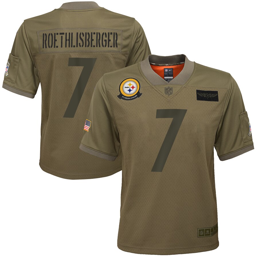 Youth Pittsburgh Steelers #7 Ben Roethlisberger Nike Camo 2019 Salute to Service Game Jersey Youth Pittsburgh Steelers #7 Ben Roethlisberger Nike Camo 2019 Salute to Service Game Jersey