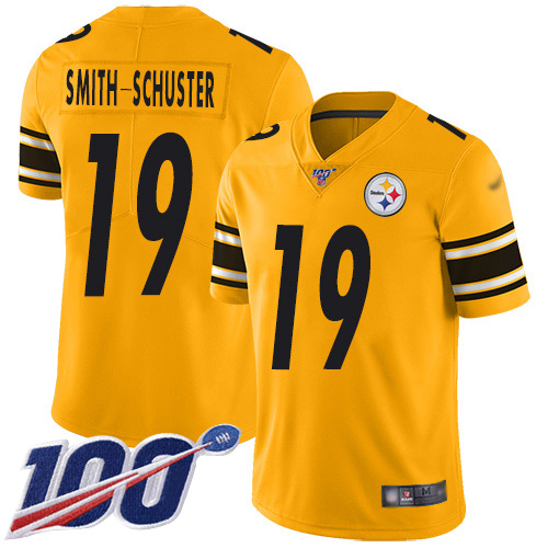 Nike Steelers #19 JuJu Smith-Schuster Gold Youth Stitched NFL Limited Inverted Legend 100th Season Jersey Nike Steelers #19 JuJu Smith-Schuster Gold Youth Stitched NFL Limited Inverted Legend 100th Season Jersey