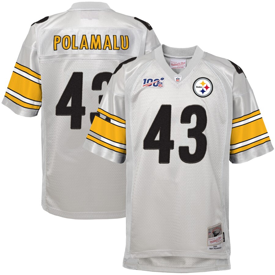 Youth Pittsburgh Steelers #43 Troy Polamalu Mitchell & Ness Platinum NFL 100 Retired Player Legacy Jersey Youth Pittsburgh Steelers #43 Troy Polamalu Mitchell & Ness Platinum NFL 100 Retired Player Legacy Jersey
