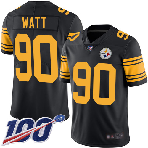 Nike Steelers #90 T. J. Watt Black Youth Stitched NFL Limited Rush 100th Season Jersey Nike Steelers #90 T. J. Watt Black Youth Stitched NFL Limited Rush 100th Season Jersey