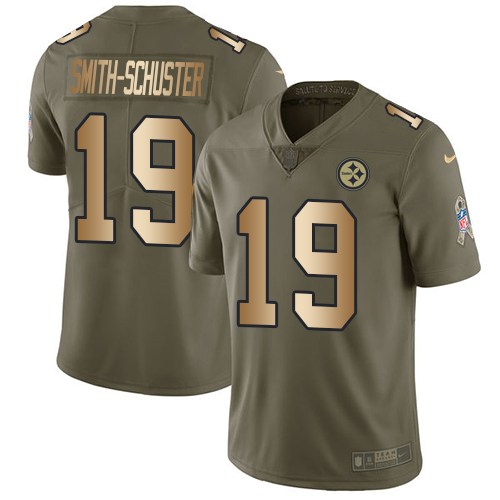 Nike Steelers #19 JuJu Smith-Schuster Olive/Gold Youth Stitched NFL Limited 2017 Salute to Service Jersey Nike Steelers #19 JuJu Smith-Schuster Olive/Gold Youth Stitched NFL Limited 2017 Salute to Service Jersey