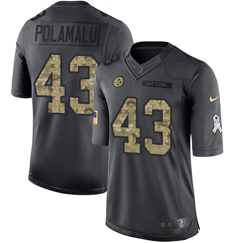 Nike Steelers #43 Troy Polamalu Black Youth Stitched NFL Limited 2016 Salute to Service Jersey Nike Steelers #43 Troy Polamalu Black Youth Stitched NFL Limited 2016 Salute to Service Jersey