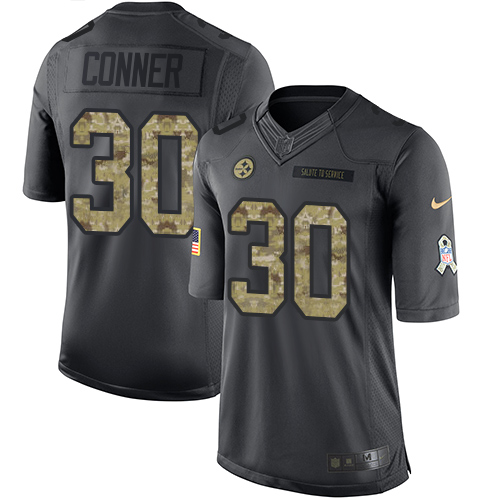 Nike Steelers #30 James Conner Black Youth Stitched NFL Limited 2016 Salute to Service Jersey Nike Steelers #30 James Conner Black Youth Stitched NFL Limited 2016 Salute to Service Jersey