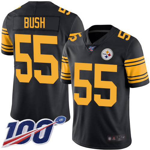 Nike Steelers #55 Devin Bush Black Youth Stitched NFL Limited Rush 100th Season Jersey Nike Steelers #55 Devin Bush Black Youth Stitched NFL Limited Rush 100th Season Jersey