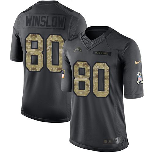 Nike Chargers #80 Kellen Winslow Black Youth Stitched NFL Limited 2016 Salute to Service Jersey Nike Chargers #80 Kellen Winslow Black Youth Stitched NFL Limited 2016 Salute to Service Jersey