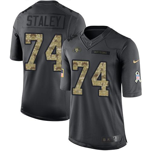 Nike 49ers #74 Joe Staley Black Youth Stitched NFL Limited 2016 Salute to Service Jersey Nike 49ers #74 Joe Staley Black Youth Stitched NFL Limited 2016 Salute to Service Jersey