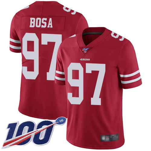 Nike 49ers #97 Nick Bosa Red Team Color Youth Stitched NFL 100th Season Vapor Limited Jersey Nike 49ers #97 Nick Bosa Red Team Color Youth Stitched NFL 100th Season Vapor Limited Jersey