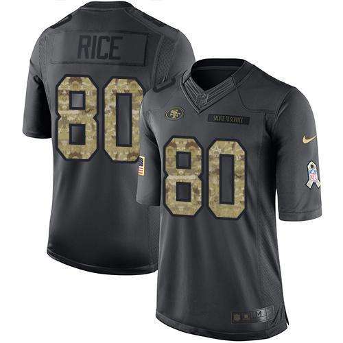 Nike 49ers #80 Jerry Rice Black Youth Stitched NFL Limited 2016 Salute to Service Jersey Nike 49ers #80 Jerry Rice Black Youth Stitched NFL Limited 2016 Salute to Service Jersey