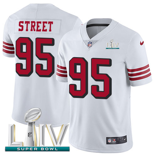 Nike 49ers #95 Kentavius Street White Super Bowl LIV 2020 Rush Youth Stitched NFL Vapor Untouchable Limited Jersey Nike 49ers #95 Kentavius Street White Super Bowl LIV 2020 Rush Youth Stitched NFL Vapor Untouchable Limited Jersey