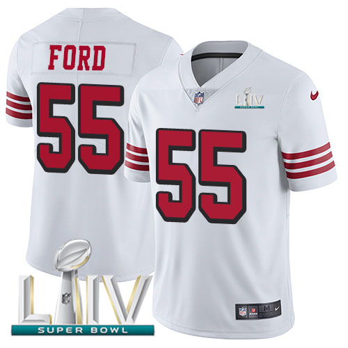 Nike 49ers #55 Dee Ford White Super Bowl LIV 2020 Rush Youth Stitched NFL Vapor Untouchable Limited Jersey Nike 49ers #55 Dee Ford White Super Bowl LIV 2020 Rush Youth Stitched NFL Vapor Untouchable Limited Jersey