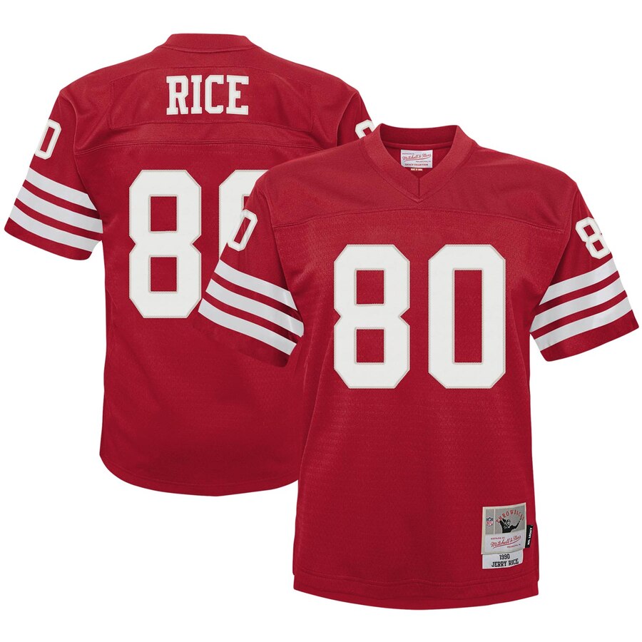 Youth San Francisco 49ers #80 Jerry Rice Mitchell & Ness Scarlet 1990 Legacy Retired Player Jersey Youth San Francisco 49ers #80 Jerry Rice Mitchell & Ness Scarlet 1990 Legacy Retired Player Jersey