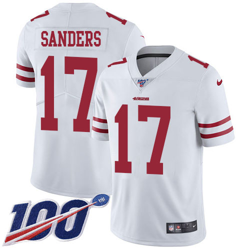Nike 49ers #17 Emmanuel Sanders White Youth Stitched NFL 100th Season Vapor Limited Jersey Nike 49ers #17 Emmanuel Sanders White Youth Stitched NFL 100th Season Vapor Limited Jersey