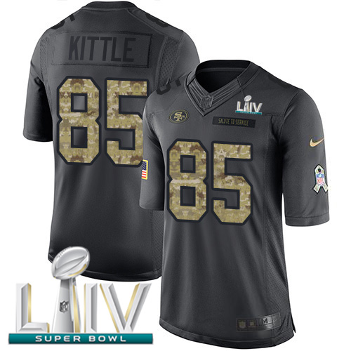 Nike 49ers #85 George Kittle Black Super Bowl LIV 2020 Youth Stitched NFL Limited 2016 Salute to Service Jersey Nike 49ers #85 George Kittle Black Super Bowl LIV 2020 Youth Stitched NFL Limited 2016 Salute to Service Jersey