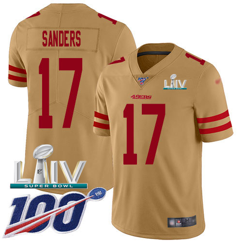 Nike 49ers #17 Emmanuel Sanders Gold Super Bowl LIV 2020 Youth Stitched NFL Limited Inverted Legend 100th Season Jersey Nike 49ers #17 Emmanuel Sanders Gold Super Bowl LIV 2020 Youth Stitched NFL Limited Inverted Legend 100th Season Jersey