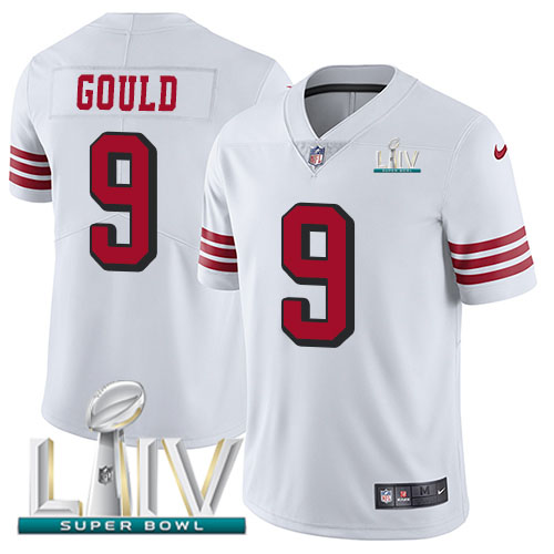 Nike 49ers #9 Robbie Gould White Super Bowl LIV 2020 Rush Youth Stitched NFL Vapor Untouchable Limited Jersey Nike 49ers #9 Robbie Gould White Super Bowl LIV 2020 Rush Youth Stitched NFL Vapor Untouchable Limited Jersey