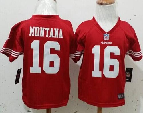 Toddler Nike 49ers #16 Joe Montana Red Team Color Stitched NFL Elite Jersey Toddler Nike 49ers #16 Joe Montana Red Team Color Stitched NFL Elite Jersey