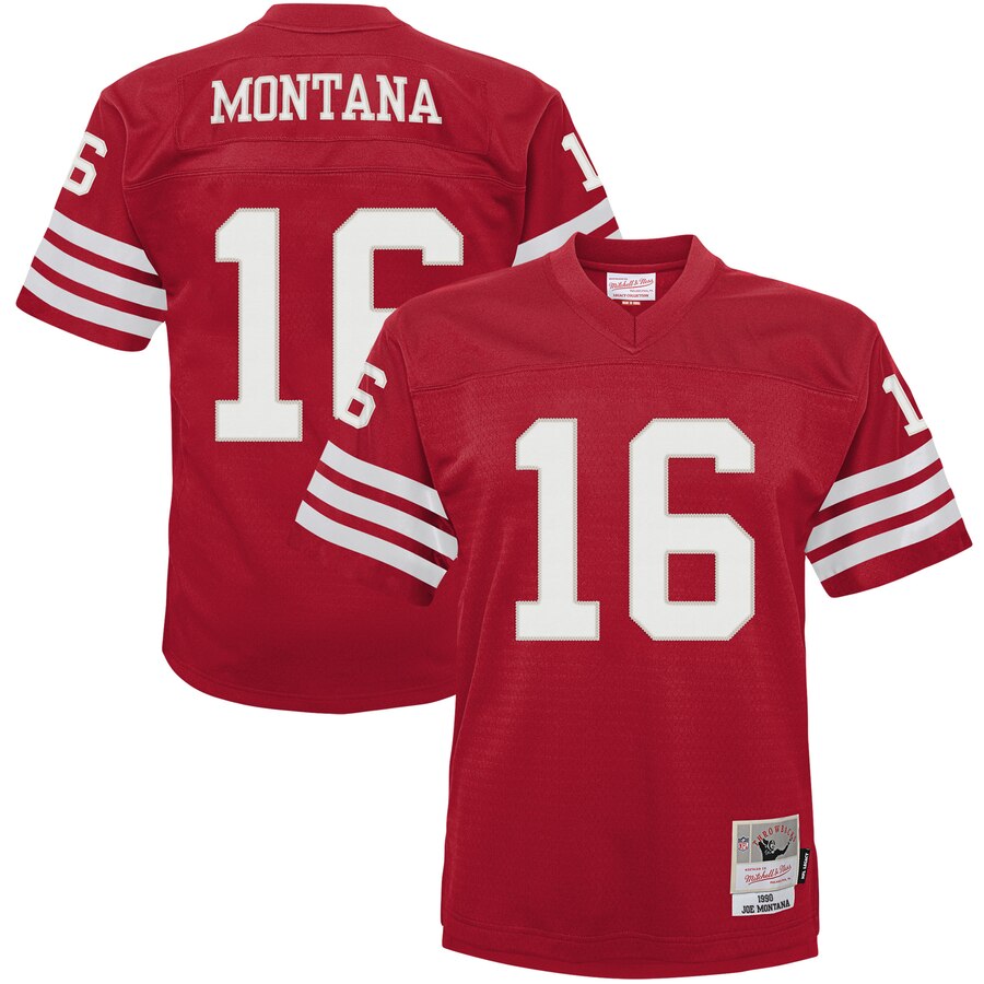 Youth San Francisco 49ers #16 Joe Montana Mitchell & Ness Scarlet 1990 Legacy Retired Player Jersey Youth San Francisco 49ers #16 Joe Montana Mitchell & Ness Scarlet 1990 Legacy Retired Player Jersey