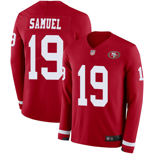 Nike 49ers #19 Deebo Samuel Red Team Color Youth Stitched NFL Limited Therma Long Sleeve Jersey Nike 49ers #19 Deebo Samuel Red Team Color Youth Stitched NFL Limited Therma Long Sleeve Jersey