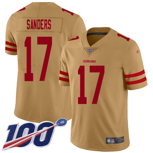 Nike 49ers #17 Emmanuel Sanders Gold Youth Stitched NFL Limited Inverted Legend 100th Season Jersey Nike 49ers #17 Emmanuel Sanders Gold Youth Stitched NFL Limited Inverted Legend 100th Season Jersey