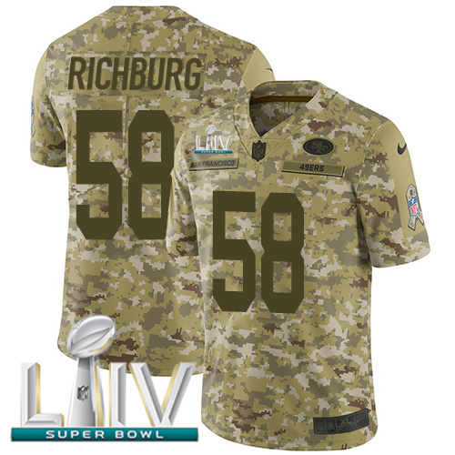 Nike 49ers #58 Weston Richburg Camo Super Bowl LIV 2020 Youth Stitched NFL Limited 2018 Salute To Service Jersey Nike 49ers #58 Weston Richburg Camo Super Bowl LIV 2020 Youth Stitched NFL Limited 2018 Salute To Service Jersey