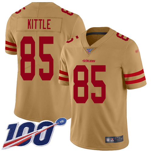Nike 49ers #85 George Kittle Gold Youth Stitched NFL Limited Inverted Legend 100th Season Jersey Nike 49ers #85 George Kittle Gold Youth Stitched NFL Limited Inverted Legend 100th Season Jersey