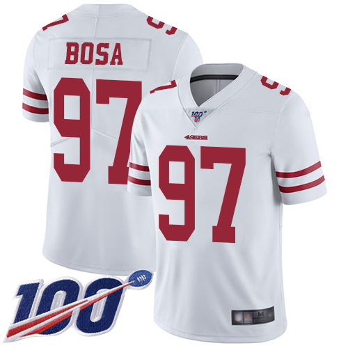Nike 49ers #97 Nick Bosa White Youth Stitched NFL 100th Season Vapor Limited Jersey Nike 49ers #97 Nick Bosa White Youth Stitched NFL 100th Season Vapor Limited Jersey
