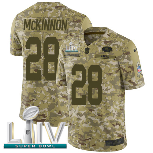 Nike 49ers #28 Jerick McKinnon Camo Super Bowl LIV 2020 Youth Stitched NFL Limited 2018 Salute To Service Jersey Nike 49ers #28 Jerick McKinnon Camo Super Bowl LIV 2020 Youth Stitched NFL Limited 2018 Salute To Service Jersey