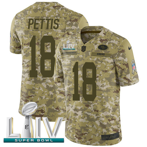 Nike 49ers #18 Dante Pettis Camo Super Bowl LIV 2020 Youth Stitched NFL Limited 2018 Salute To Service Jersey Nike 49ers #18 Dante Pettis Camo Super Bowl LIV 2020 Youth Stitched NFL Limited 2018 Salute To Service Jersey